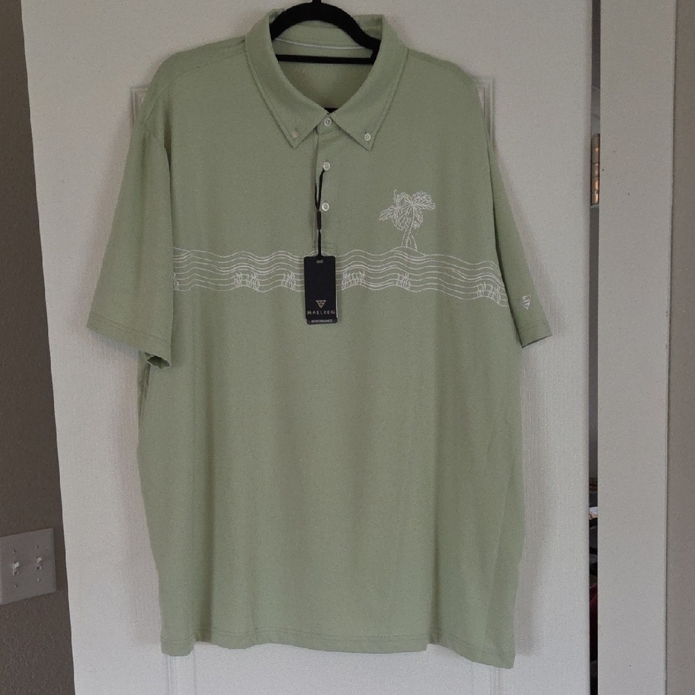 Maelreg Men's Green Performance Polo Shirt